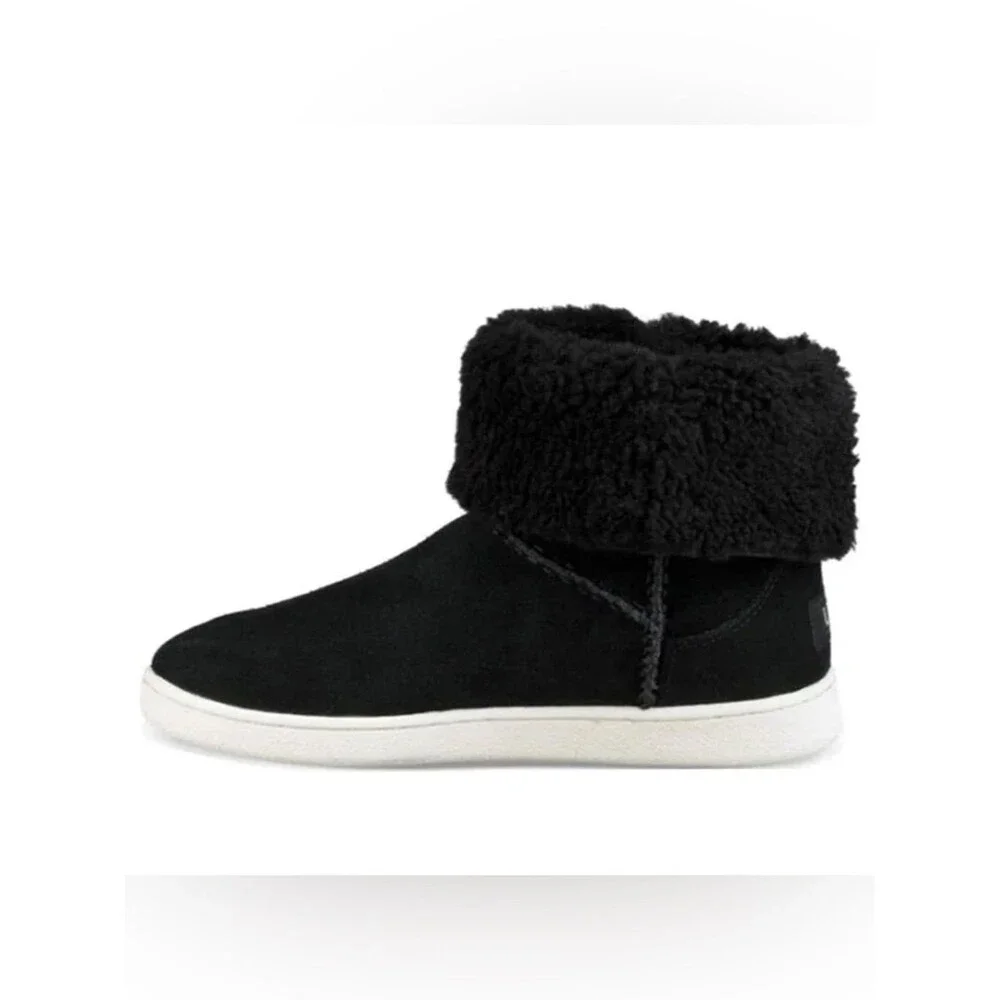 UGG Mika Black Suede Slip On Winter Cuffed Sneaker Snow Boots Womens Shoe Size 8
